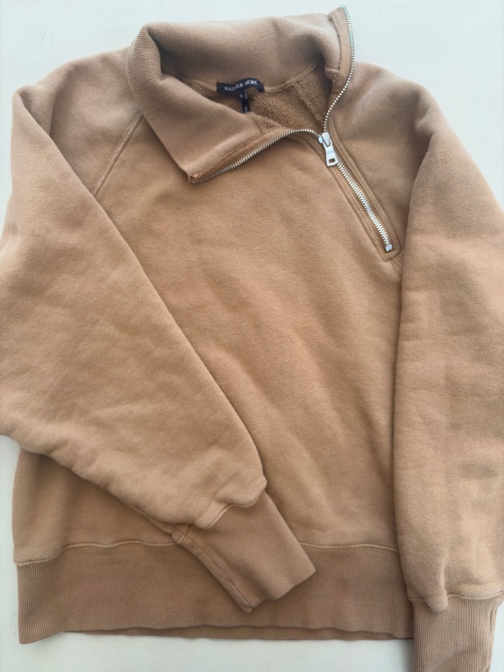 Marissa Webb • Size S • Camel Quarter-Zip Sweatshirt Pullover